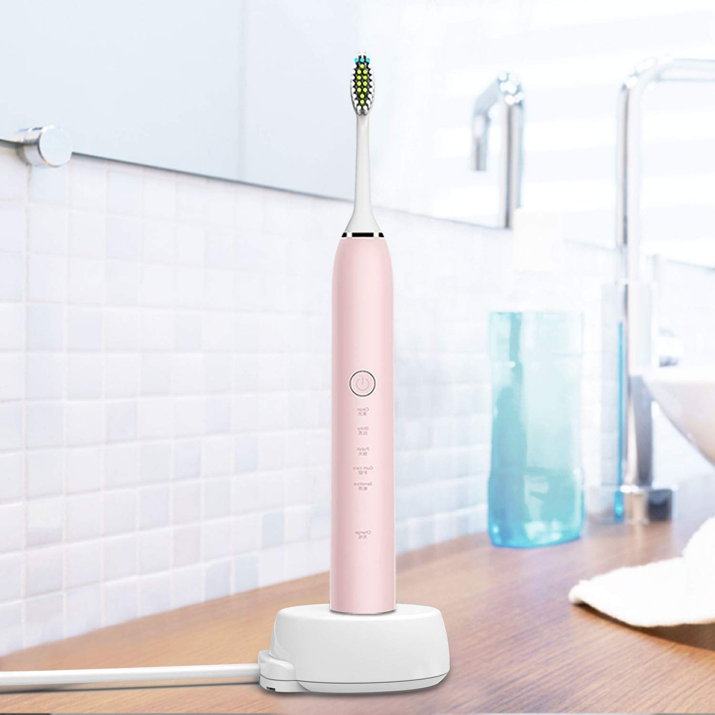 LAP POW Replacement Charger Compatible with Oral B Electric Toothbrush Series 3 4 5 6 Pro 1000/3000/5000, Inductive Charging Base Portable Waterproof Power Cord Environmental ABS, Model XT-3757 White