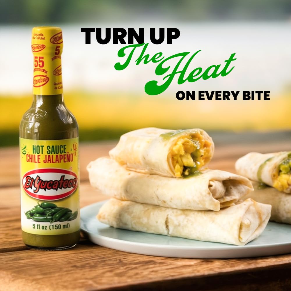 El Yucateco Jalapeño Hot Sauce, Authentic Mexican Green Jalapeo Pepper Sauce, Mild Heat, 5 fl oz, Pack of 1
