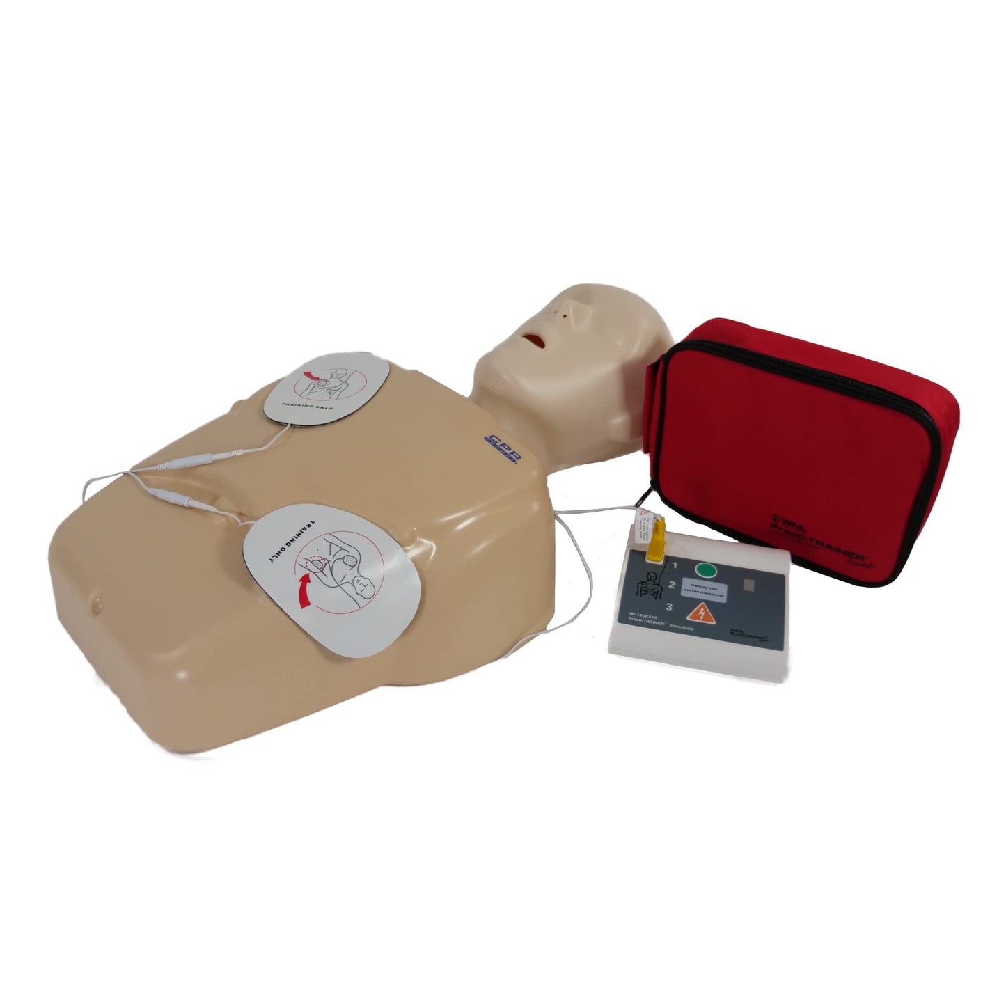 WNL Products WL120ES10, for Training Use Only 4 AED Defibrillators and Carry Bag - Practi-Trainer Essentials Base Model AED Training Kit (4 Units) and Custom Carrying Bag