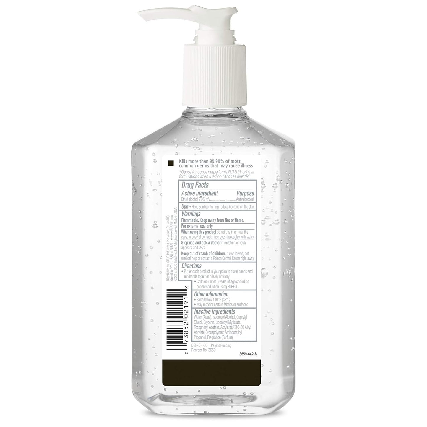 PURELL Advanced Hand Sanitizer Refreshing Gel, Clean Scent, 12 fl oz Pump Bottle (Pack of 12) - 3659-12