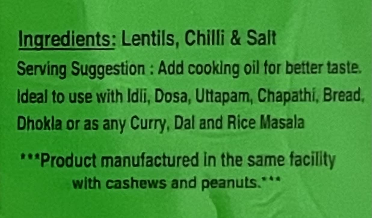 Janaki's Molaga Podi (Idli Powder) - Taste of Home - 3.5oz., 100g. (Pack of 2)