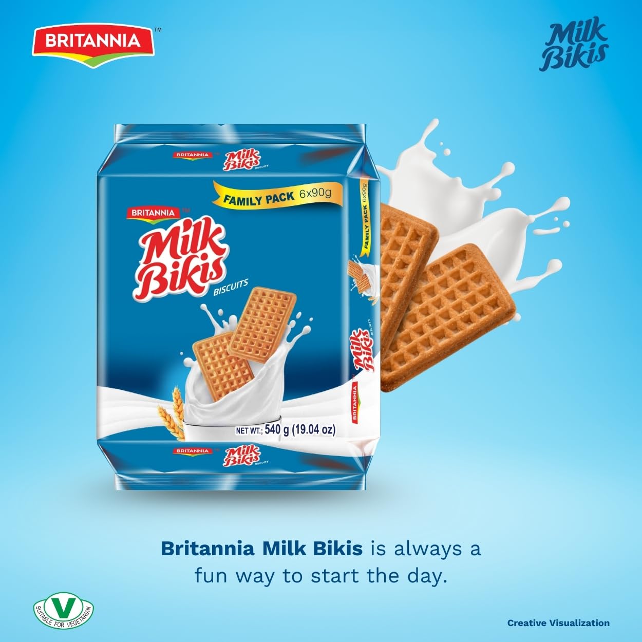 Britannia Milk Bikis Biscuits 19.04oz (540g) | Crunchy Milk Biscuits – Kids’ Favorite Snack for Breakfast & Tea Time
