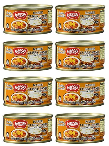 Maesri Yellow Curry Paste (Kang Karee) 4 Oz.- Pack of 8