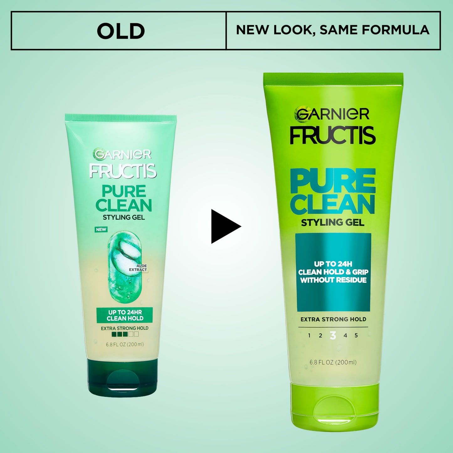 Garnier Fructis Style Pure Clean Styling Gel 6.8 Fl Oz, 1 Count, (Packaging May Vary)