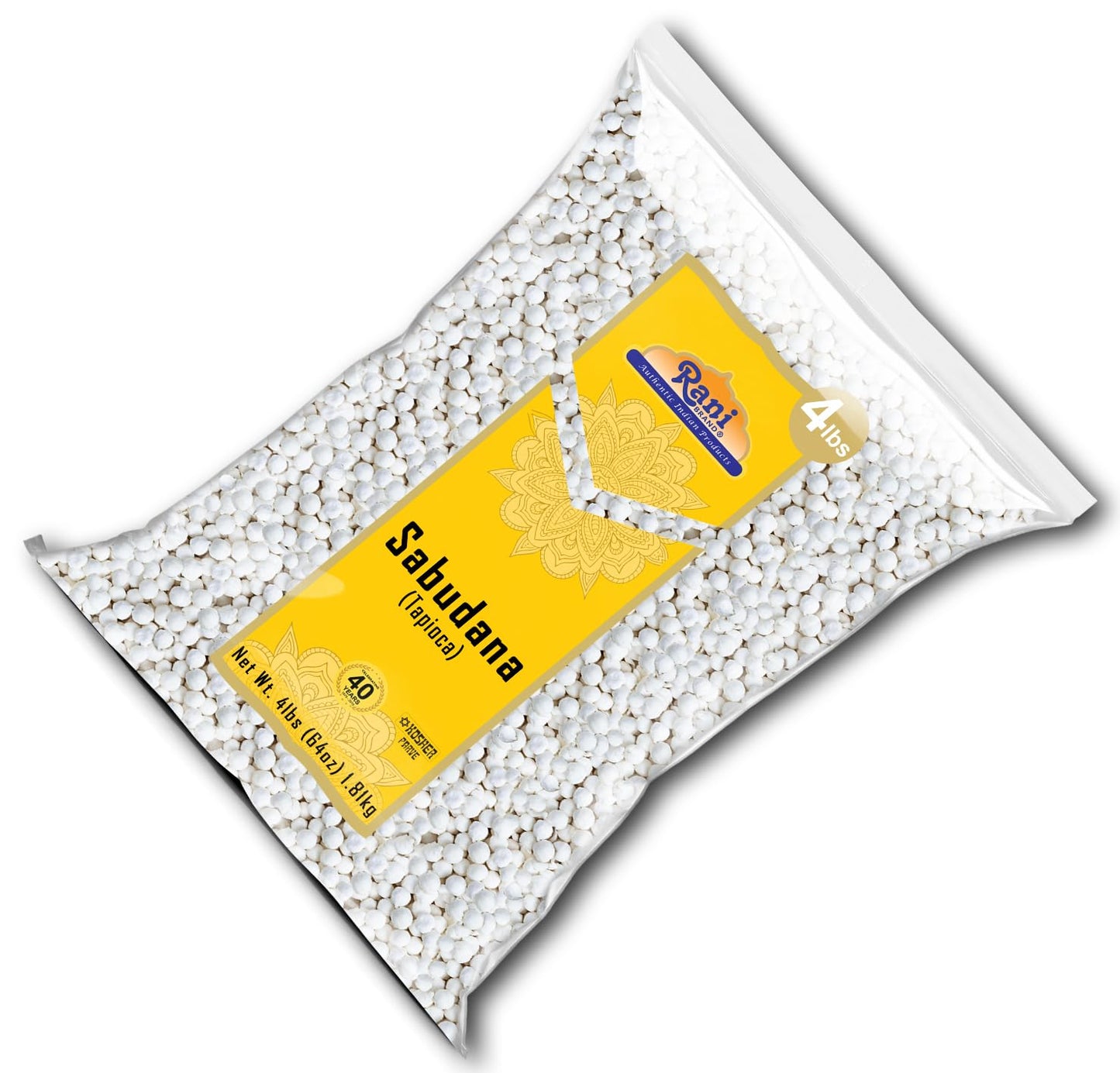 Rani Sabudana (Tapioca/Sago) Pearls 64oz (4lbs) 1.81kg Bulk ~ All Natural | Vegan | No Colors | NON-GMO | Indian Origin