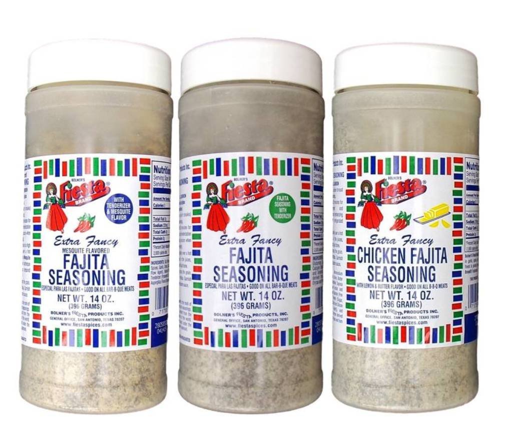 Bolner's Fiesta Extra Fancy Fajita Seasoning Large Jar 3 Flavor Variety Bundle: (1) Fajita, (1) Mesquite Fajita, and (1) Chicken Fajita, 14 Oz. Ea.