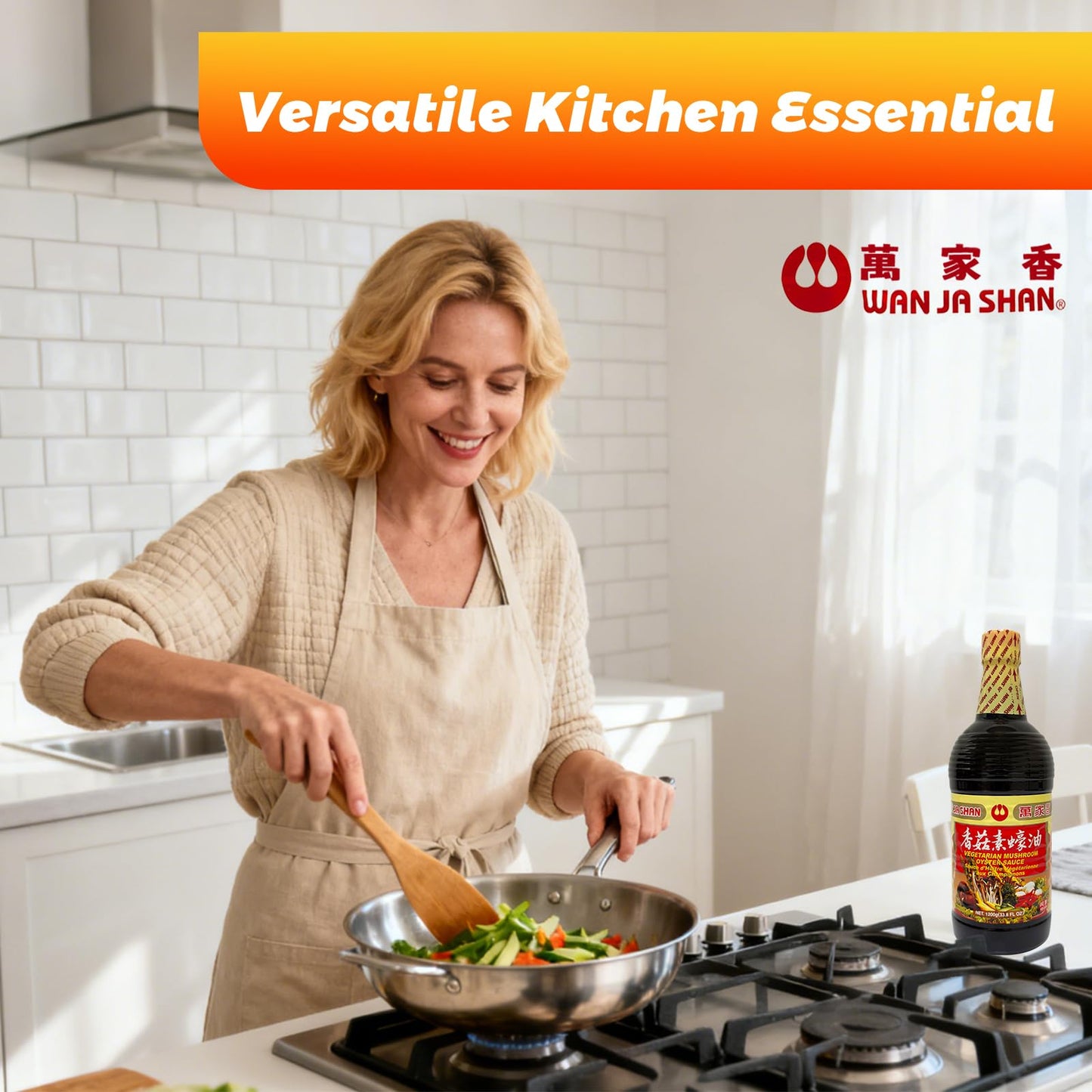 Wan Ja Shan Vegetarian Mushroom Oyster Sauce, 33.8 fl. oz. VEGAN. NON-GMO. NO MSG ADDED. 100% Naturally Brewed. No Chemical Soy Sauce.No Caramel Coloring.