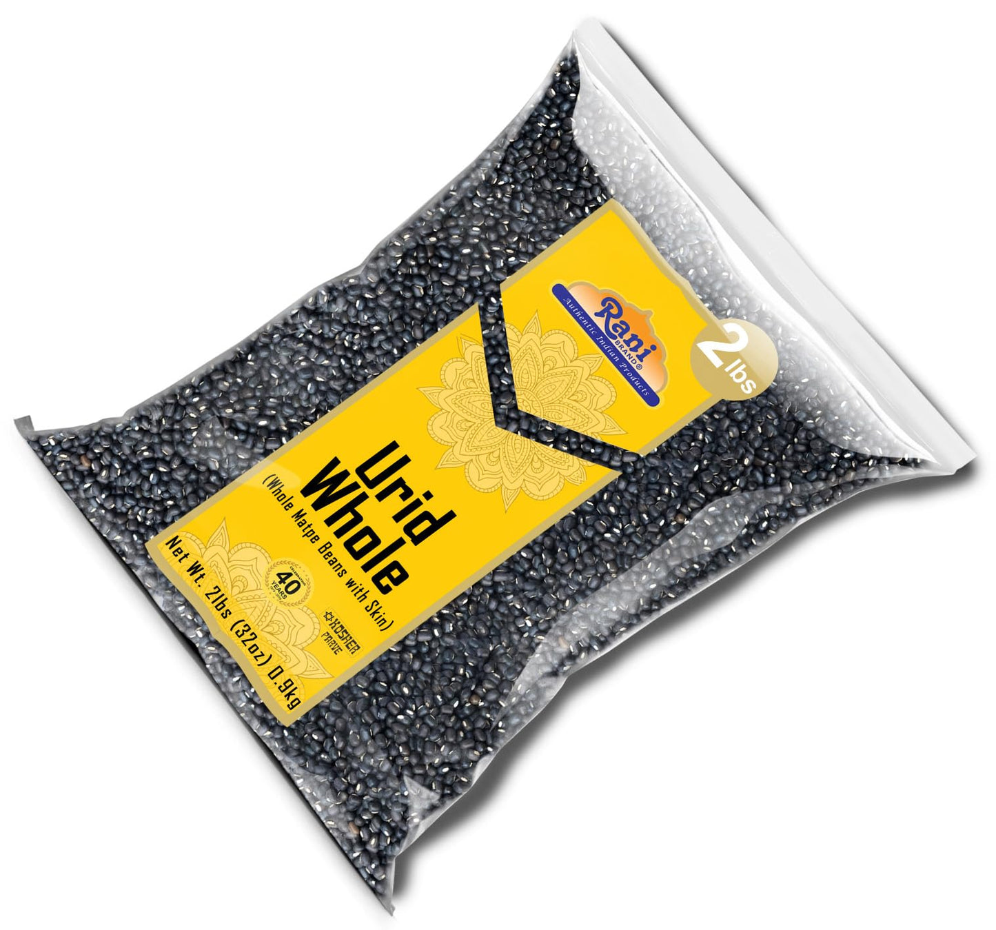 Rani Urid/Urad Whole Black (Matpe Beans with Skin) Indian Lentils 32oz (2lbs) 908g ~ All Natural | Gluten Friendly | Non-GMO | Kosher | Vegan | Indian Origin