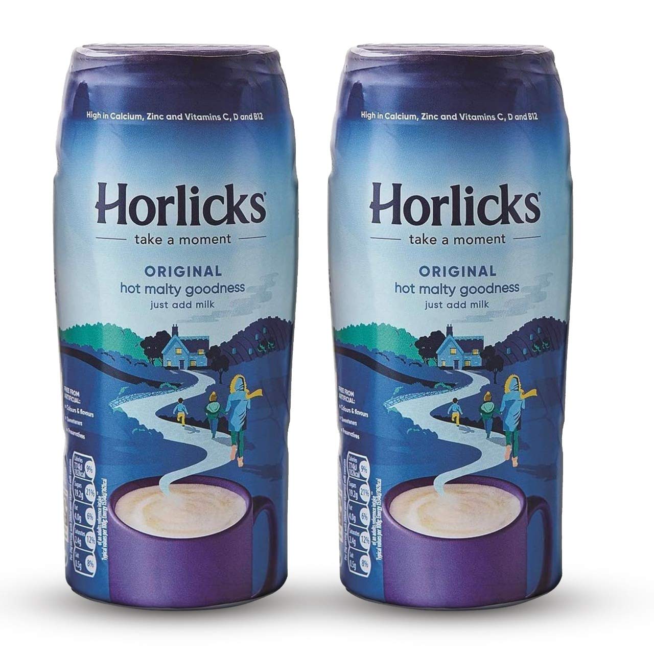 Horlicks Malted Milk Powder 400 Gram (Pack of 2) - Made in England for Malt - Creamy, Malty Taste - Free From Artificial Colors, Sweeteners, and Preservatives