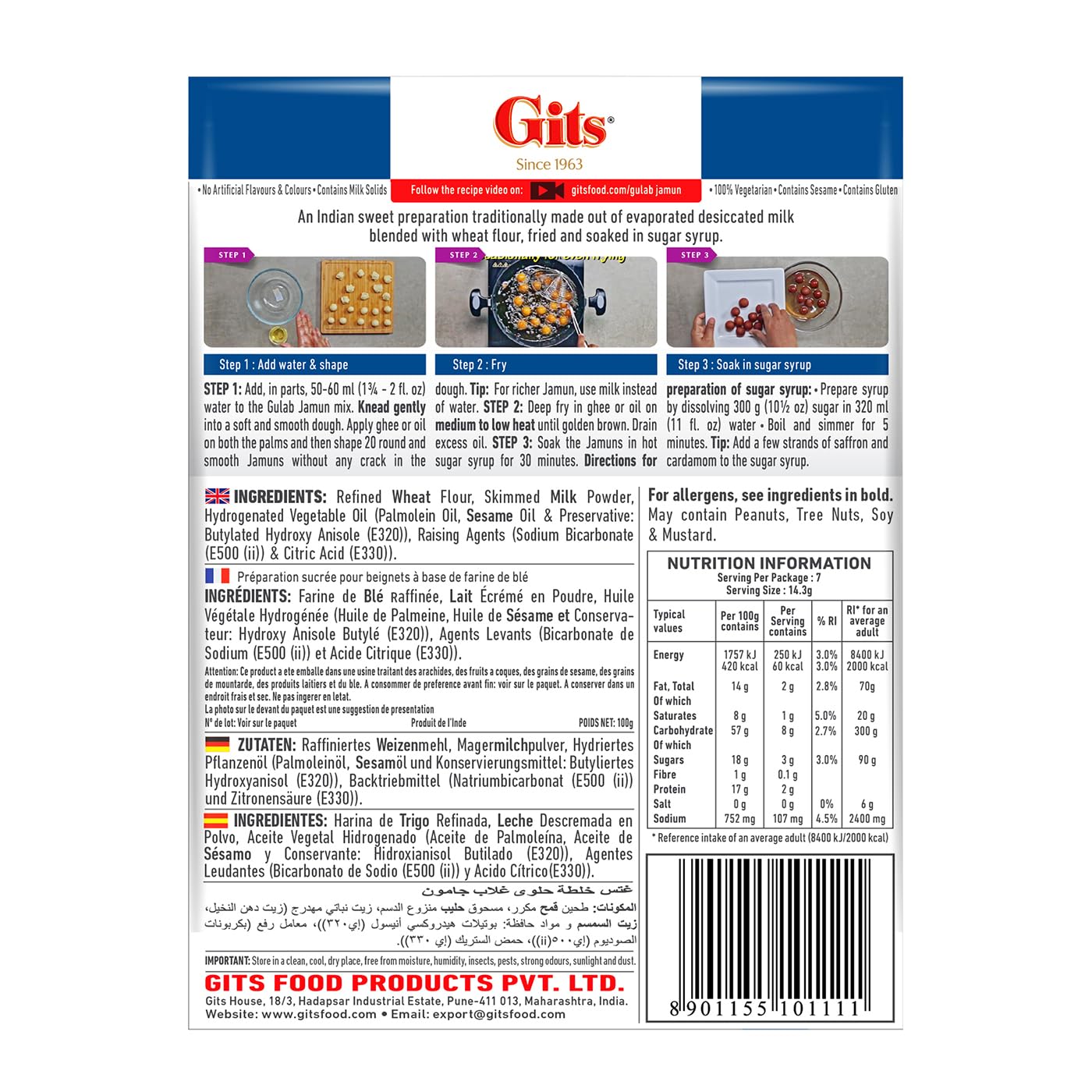 Gits Gulab Jamun Mix, 3.5 Ounce