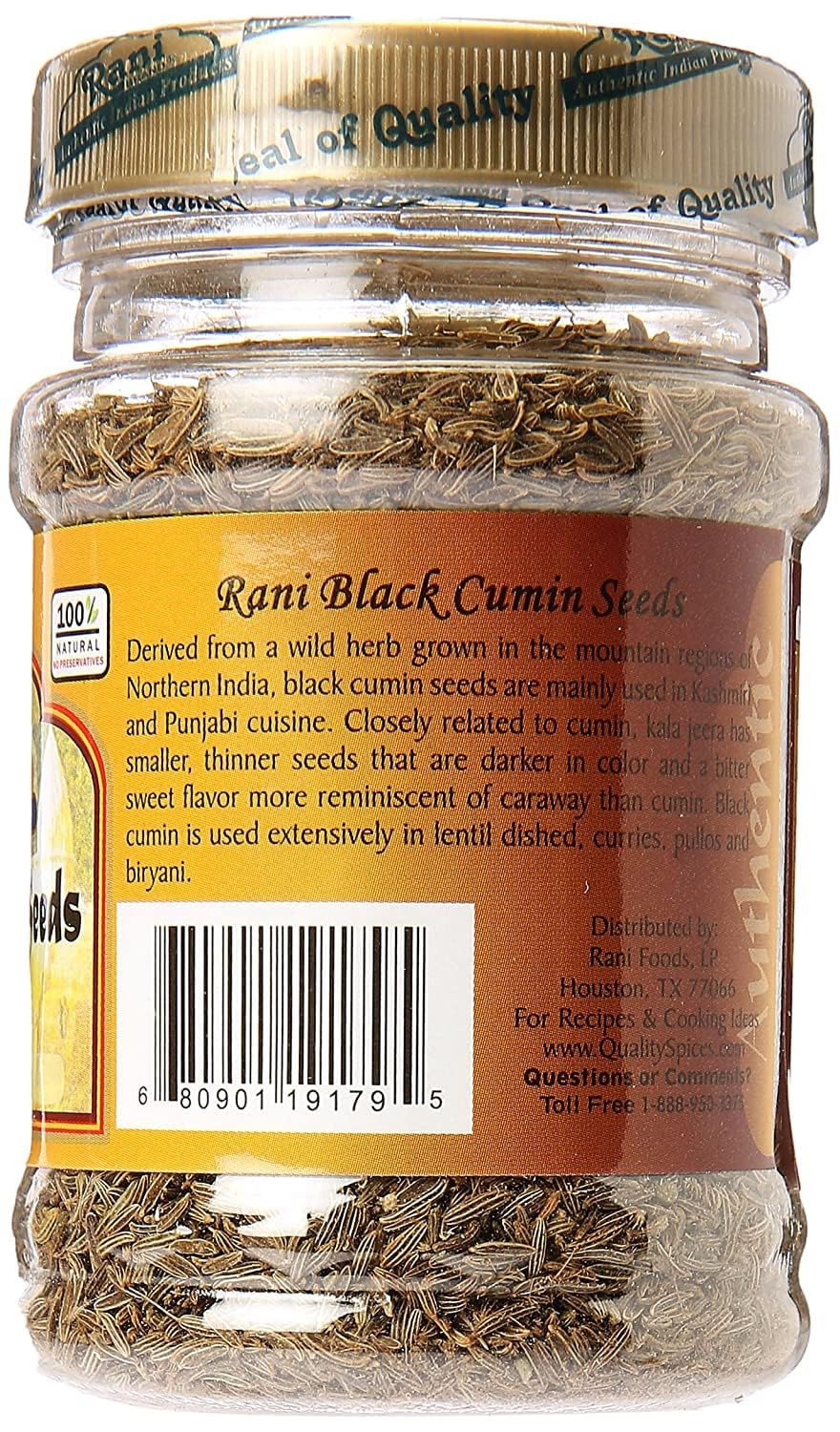 Rani Black Cumin Seeds (Kala Jeera/Bunium bulbocastanum) 3oz (85g) Natural ~ Gluten Friendly | NON-GMO | Vegan | Indian Origin