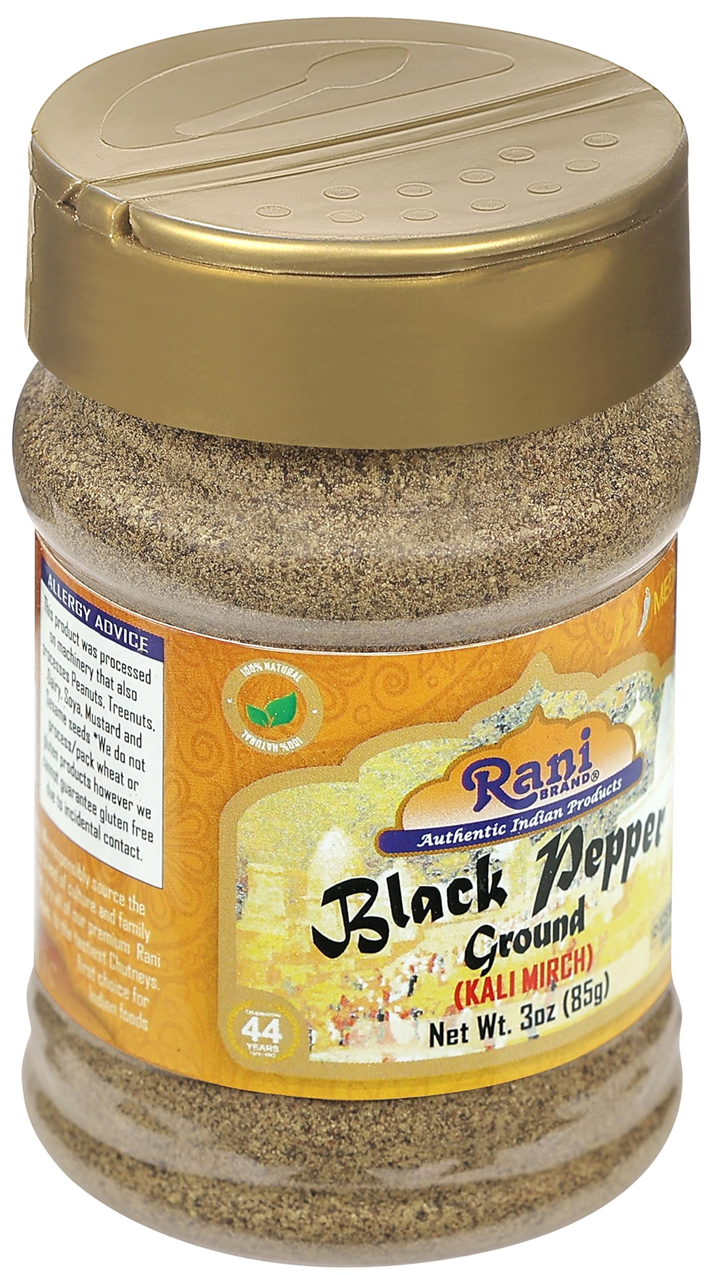 Rani Black Pepper Fine Powder 80 Mesh 3oz (85g) PET Jar ~ All Natural | Vegan | Gluten Friendly | NON-GMO | Kosher | Product of Vietnam