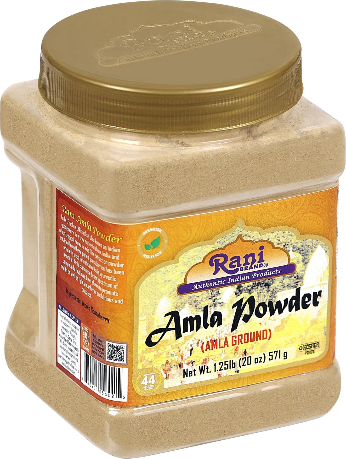 Rani Amla Powder (Indian Gooseberry) 20oz (1.25lbs) 571g PET Jar ~ All Natural | No Color | Gluten Friendly | Vegan | NON-GMO | Kosher | No Salt or fillers | Indian Origin