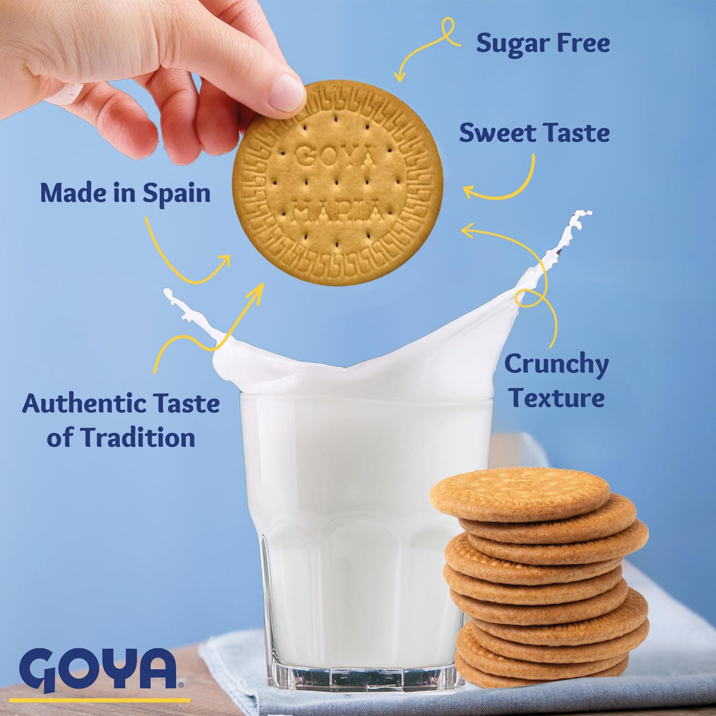 Sugar Free Maria Cookies by Goya, Thin Crisp, Baked Goods, Snacks for School and Work, Lunch Box Snacks, 4 Pack, 7oz. Each