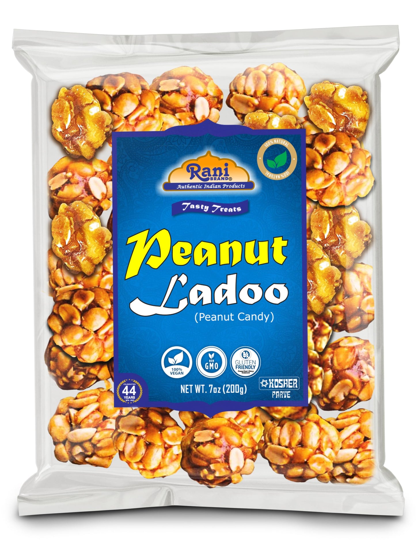 Rani Peanut Ladoo (Round Peanut Brittle Candy) 7oz (200g) x Pack of 4 ~ All Natural | Vegan | No colors | Gluten Friendly | Kosher | Indian Origin