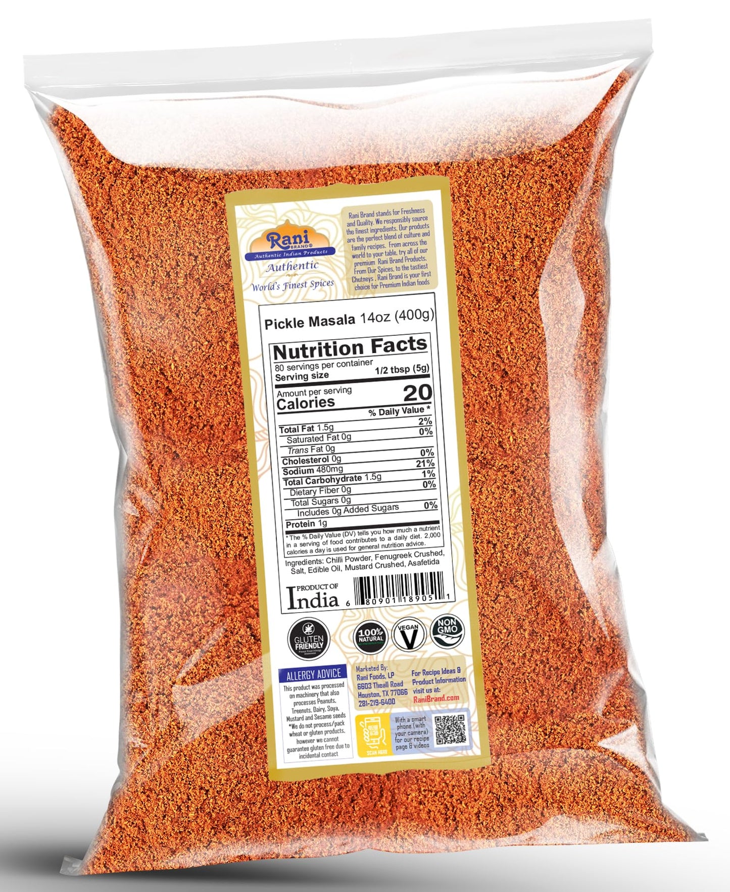Rani Pickle (Achar) Masala Indian Spice Blend 14oz (400g) ~ All Natural | Vegan | Gluten Friendly | NON-GMO | No colors | Indian Origin