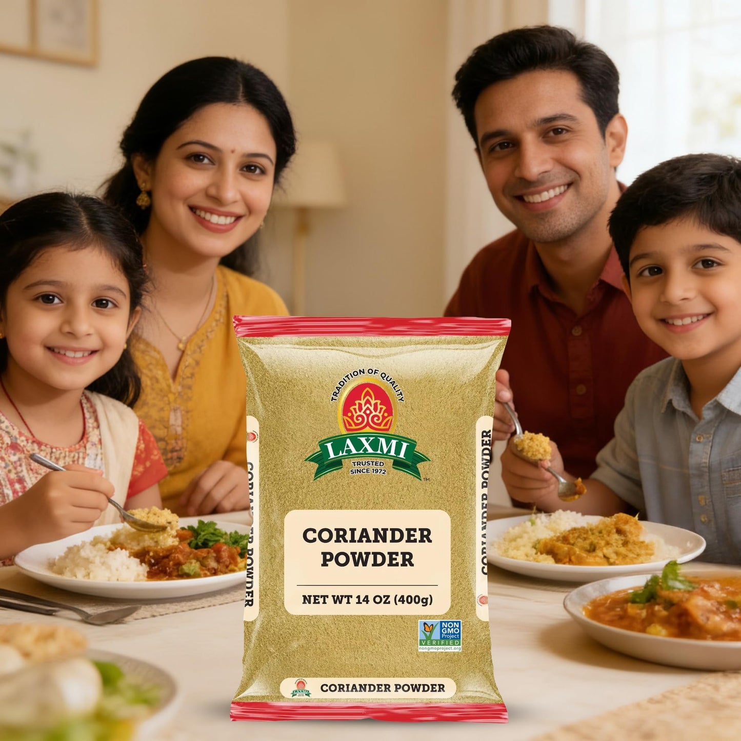 LAXMI Coriander Powder 14 Oz -Non-GMO - Free of Adulterations - Natural Ground Coriander - Premium Quality and High Value