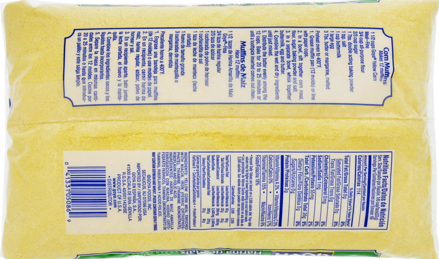 Goya Foods Fine Yellow Corn Meal, 80 Ounce (Pack of 4)