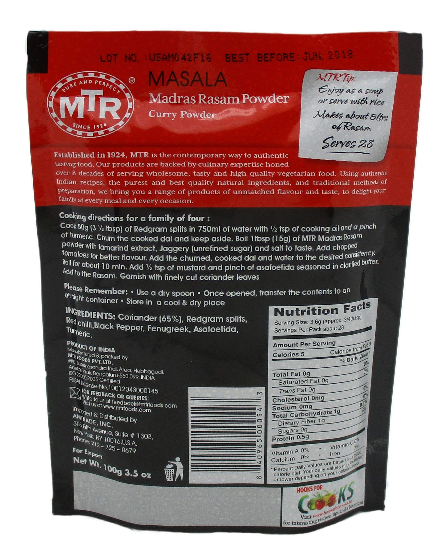 MTR Madras Rasam Powder Best Quality, 100G