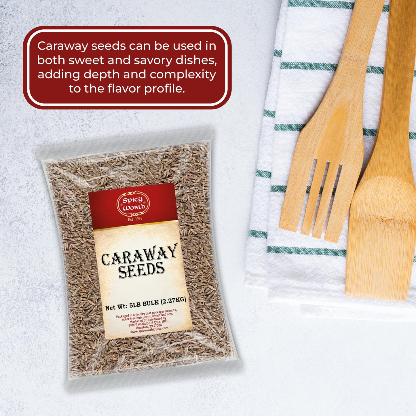 Spicy World Caraway Seeds 5 Pound Bulk Bag