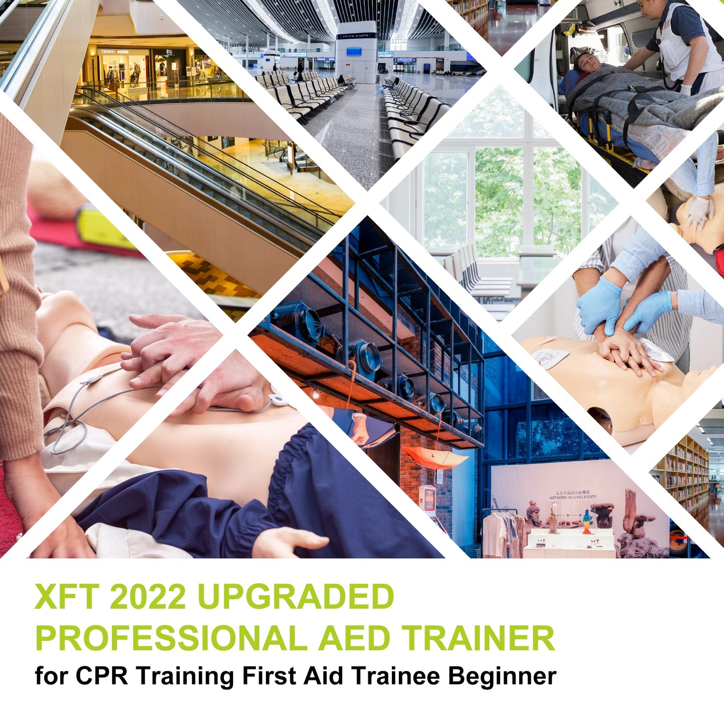 AED Trainer, XFT Professional AED Training Kit CPR Training Equipment Training Device Automatic External Defibrillator Simulator, for First Aid Trainee Beginner(XFT-120G)