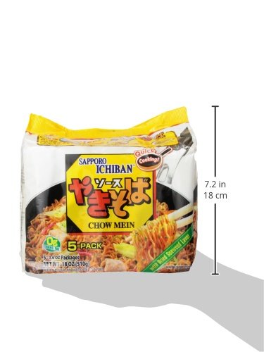 Sapporo Ichiban Chow Mein Yakisoba, 5 Count, 18 Ounce (Pack of 6)