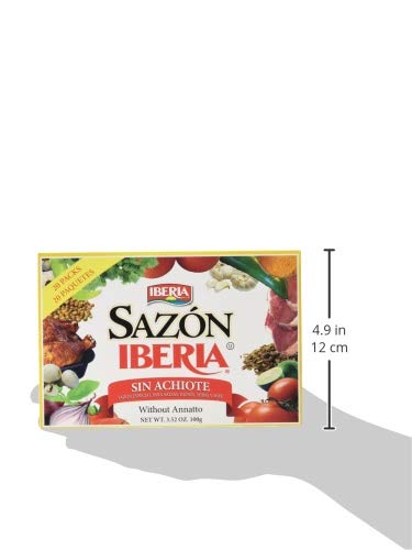 Iberia Sazon without Annatto, 3.52 oz, Perfect Seasoning Made With a Combination of Finest Herbs and Spices, 36 Packs