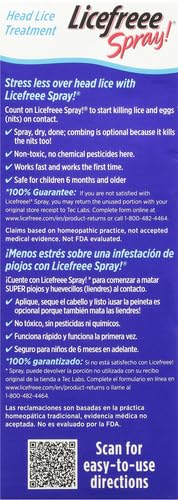 Licefreee Lice Spray for Kids Hair, Includes Professional Metal Nit & Lice Comb for Kids, Kills on Contact, 6 Fl Oz