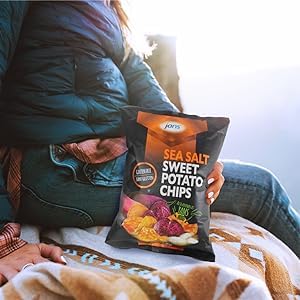 Jans Root Chips Sea Salt Sweet Potato Chips, Gluten Free, Non GMO, savory sea salt sweet potato yam chips snack, vegan snack alternative, thin sliced roots chips, 3 oz per bag (Pack of 1)