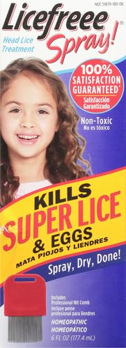 Licefreee Lice Spray for Kids Hair, Includes Professional Metal Nit & Lice Comb for Kids, Kills on Contact, 6 Fl Oz