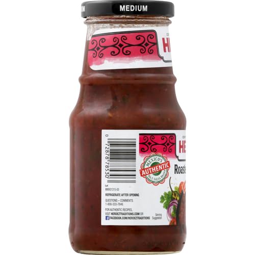 HERDEZ Roasted Salsa Roja, Medium, 15.7 oz Jar– Smoky & Spicy Red Salsa for Tacos & Enchiladas