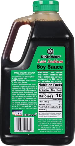 Kikkoman Traditionally Brewed Less Sodium All-Purpose Seasoning Soy Sauce 1.25 Qt (40 Oz)