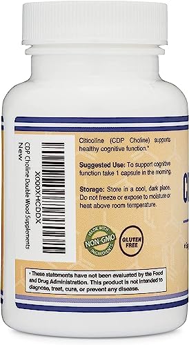 Double Wood Supplements CDP Choline (Citicoline) Supplement, Pharmaceutical Grade, Third Party Tested (60 Capsules 300mg)