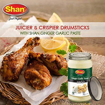 Shan Ginger Garlic Paste 10.93 oz (310g) - Traditional Taste Enhancing Cooking Paste from Fresh Ground Ginger and Garlic - Suitable for Vegetarians - Airtight Glass Jar