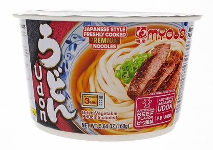 Myojo Bowl Flavored Udon Noodles, Beef, 5.6 Ounce (Pack of 6)