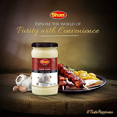 Shan - Garlic Paste, 10.93 oz (310g) - Authentic Taste from Fresh Garlic in an Airtight Glass Jar - Vegan