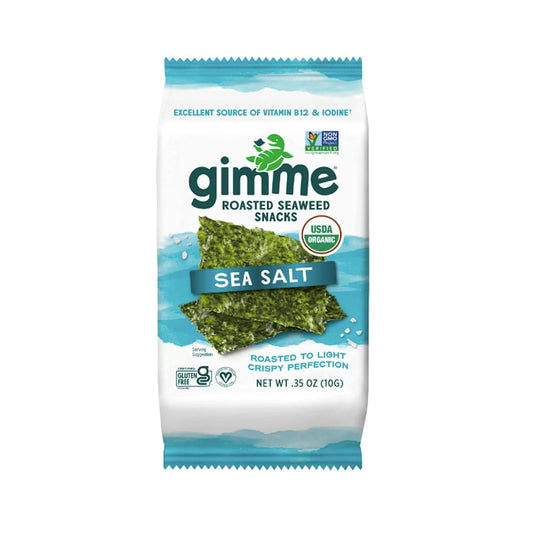 Gimme Seaweed Organic Premium Roasted Seaweed Snacks, Sea Salt, 10g Sharing Pack (Single) Keto, Vegan, Gluten-Free, Great Source of Omega3s and Iodine, Healthy On-The-Go Snack for Kids and Adults