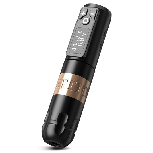 Ambition Soldier Rotary Battery Pen Tattoo Cartridge Machine with 2400mAh Power Japan Coreless Motor Digital LED Display Tattoo Equipment Supply for Professionals and Beginners Tattoo Artists