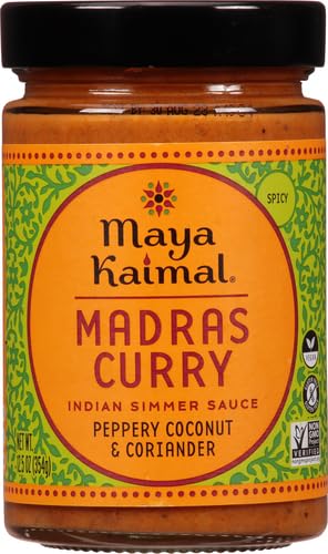 Maya Kaimal Madras Curry Sauce, 12.5 oz, Spicy Indian Simmer Sauce with Peppery Coconut and Coriander. Vegan, Gluten Free, Non-GMO Project Verified, Vegetarian