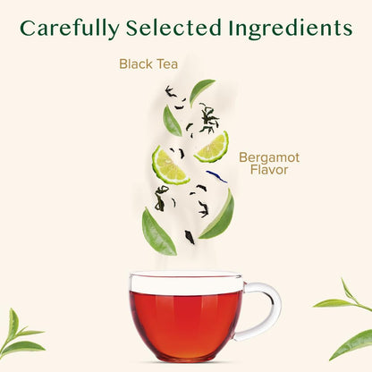 VAHDAM, Earl Grey Black Tea Bags (30 Count) Medium Caffeine, Non GMO, Gluten Free | Citrus Bergamot & Smooth | Resealable Ziplock Pouch | Individually Wrapped | Plant Based Tea Bags