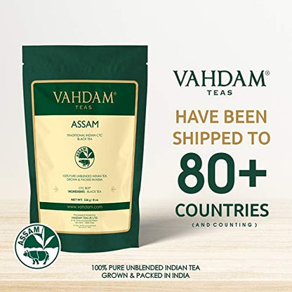 Vahdam Premium CTC Assam Black & English Breakfast Tea - Strong, Full-Bodied, Bold & Delicious | Perfect for Kombucha, Indian, Iced & Irish Breakfast (Assam CTC, Bulk Pack 226g)