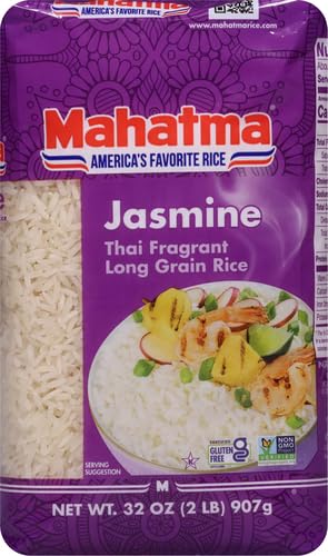 Mahatma Jasmine, 2lb Bag of Rice, Thai, Indian, or Cambodian Fragrant Flavored Rice, Stovetop or Microwave