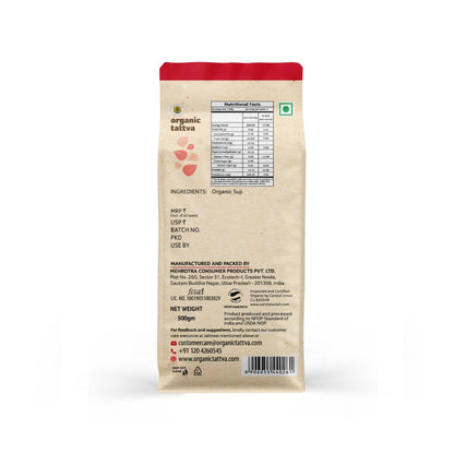 Organic Tattva Semolina Coarse Rawa Suji, 500g USDA Organic Certified