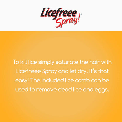 Licefreee Lice Spray for Kids Hair, Includes Professional Metal Nit & Lice Comb for Kids, Kills on Contact, 6 Fl Oz