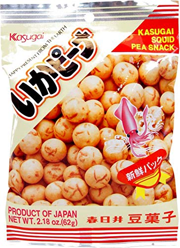 Kasugai Squid Pea Snack (Ika Peana) Net Wt. 2.18oz/62g (3 Pack)