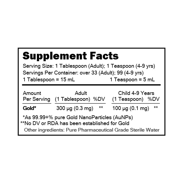 MediGOLD® True Colloidal Gold AuNP Nutritional Supplement - 500 mL in Clear Plastic Bottle