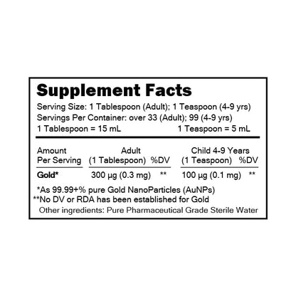 MediGOLD® True Colloidal Gold AuNP Nutritional Supplement - 500 mL in Clear Plastic Bottle