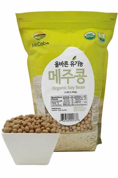 McCabe Organic Soybeans -GMO-Free | USDA and CCOF Organic Certified | Product of USA | 3 Lbs (48 oz)