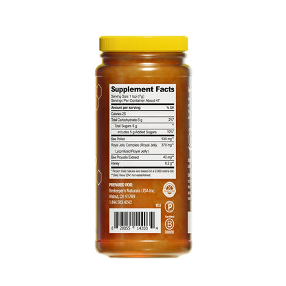 Superfood Honey by Beekeeper's Naturals - Bee Pollen, Royal Jelly, Propolis, Honey - Natural Energy, Immune Support, Mental Clarity, Athletic Performance (11.6 oz)