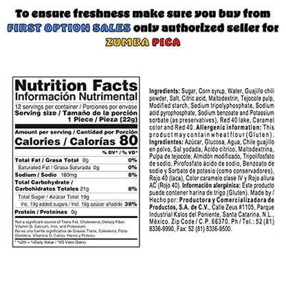 Zumba Rica Chilito Chili Powder Lollipop 12pcs - Lollipops with Chili Powder Cover with Caramel - Mexican Lollipop – Chili Powder Candy - Mexican Suckers with Chili Powder - Mexican Candy
